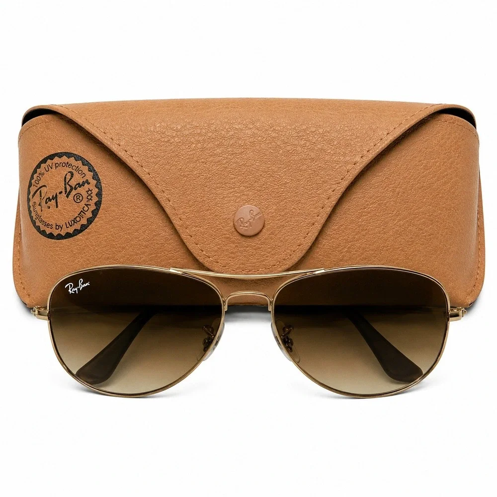 Ray-Ban Sunglasses Unisex OS Gold Aviator Classic Brown Gradient RB3025 Metal